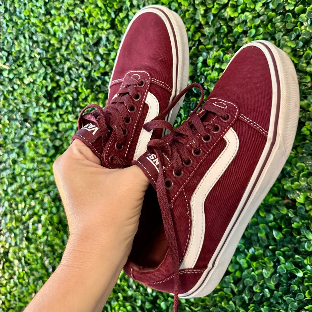 Vans Maroon and White Casual Sneakers